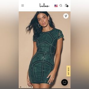 Lulus: Spread Your Shine Emerald Green Sequin Embroidered Bodycon Dress